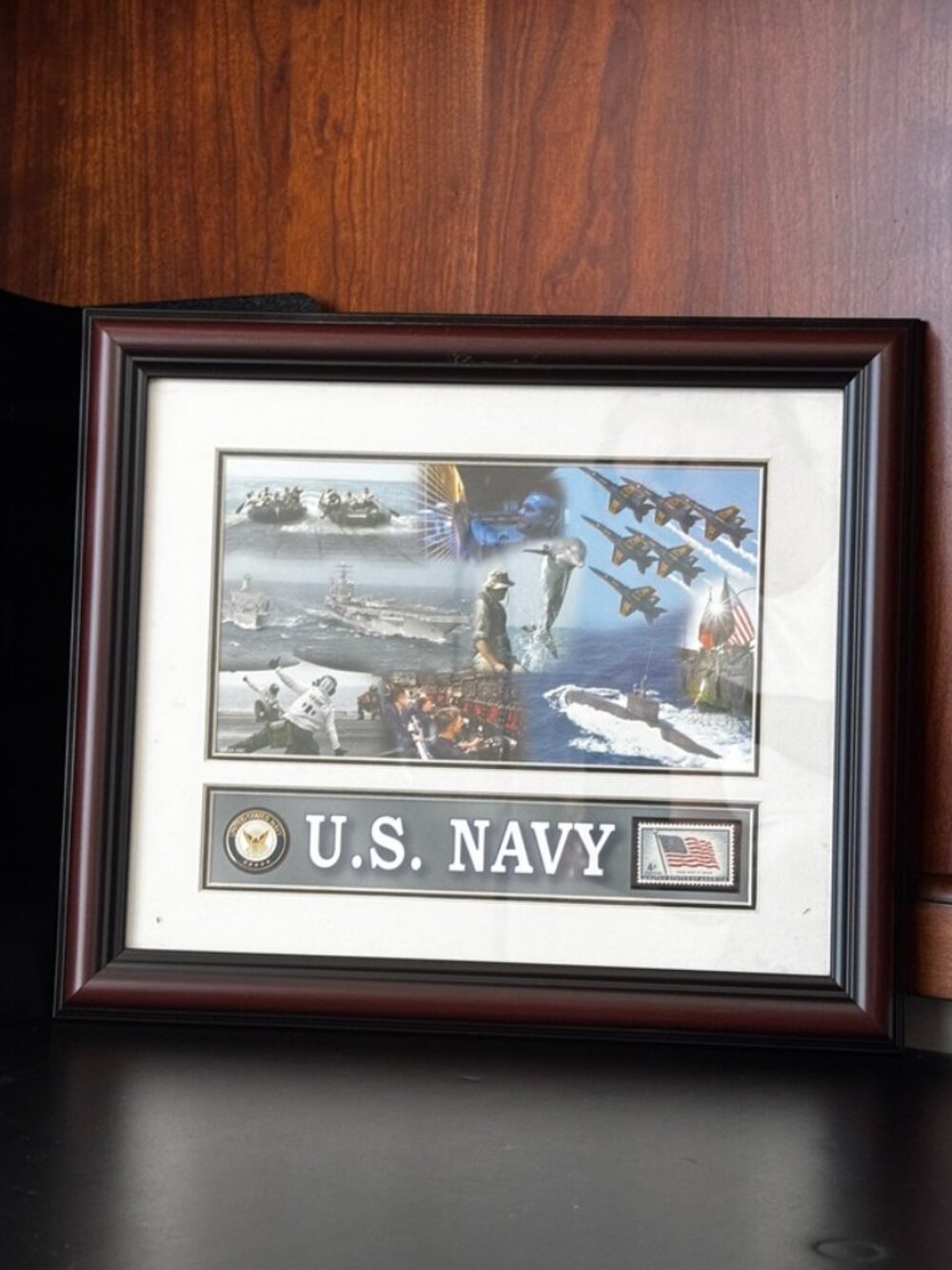 USPS U.S. Navy Framed Stamp Military Patriotic Wall Art